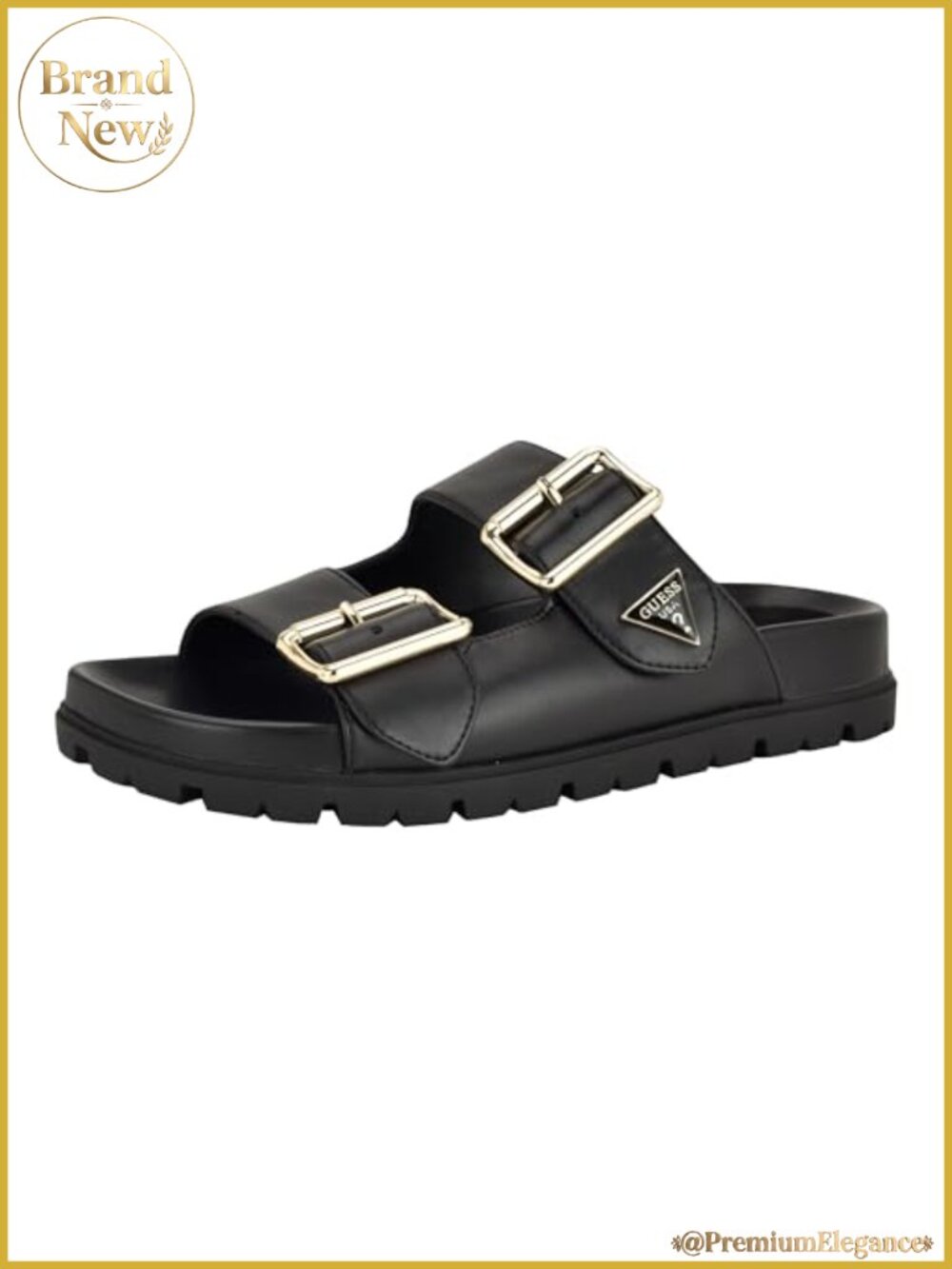 Faux Leather Heeled Sandals Slip-On Platform Round Toe 1.5" Heel